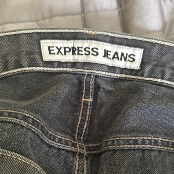 Express Black Kingston Straight Leg Jeans with Modern Distressing 36X34 - Picture 8 of 9